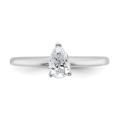 14K White Gold 1/2 carat Lab Grown Diamond VS+ F+ Pear Solitaire Complete Engagement Ring