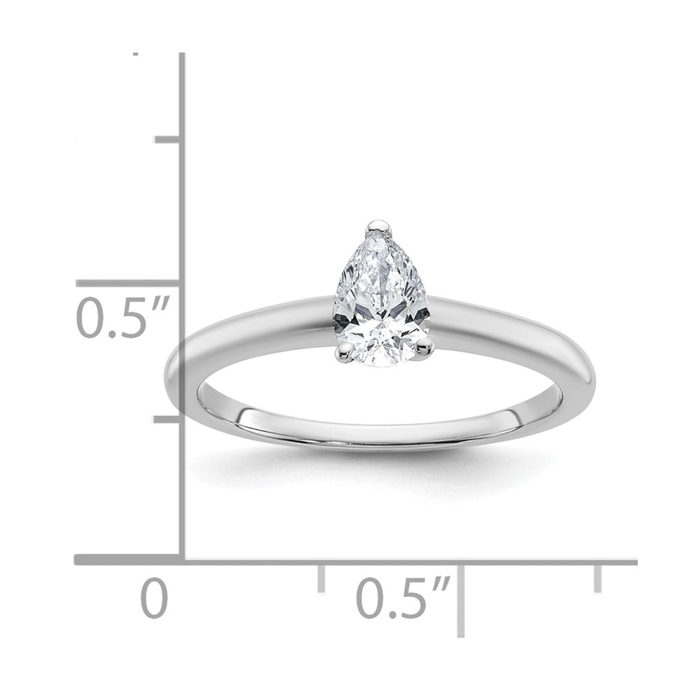 14K White Gold 1/2 carat Lab Grown Diamond VS+ F+ Pear Solitaire Complete Engagement Ring