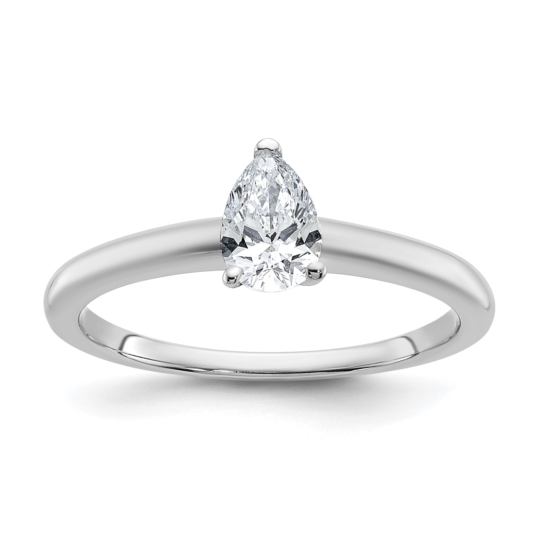 14k White Gold 1/2 Ct. Certified Lab Grown Diamond VS/SI+ G+ Pear Solitare Engagement Ring