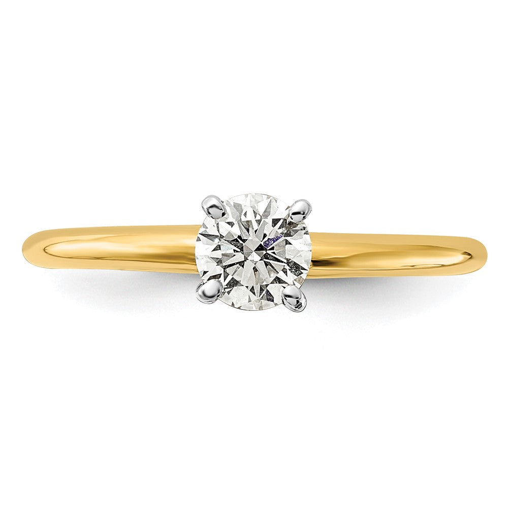 14K Two-Tone Gold 1/2 carat Lab Grown Diamond VS+ F+ Round Complete Solitaire Engagement Ring
