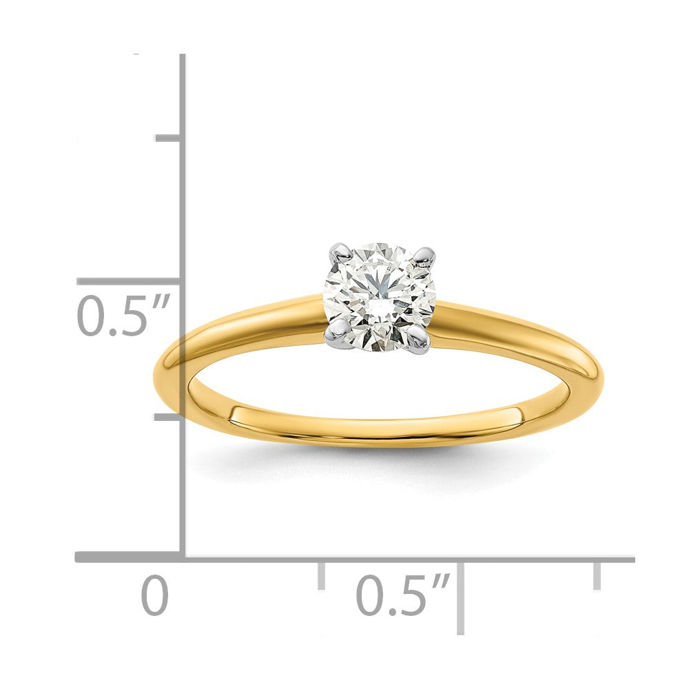 14K Two-Tone Gold 1/2 carat Lab Grown Diamond VS+ F+ Round Complete Solitaire Engagement Ring