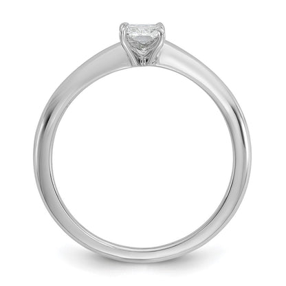 14K White Gold 1/2 carat Lab Grown Diamond VS+ F+ Radiant Solitaire Complete Engagement Ring