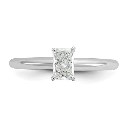 14K White Gold 1/2 carat Lab Grown Diamond VS+ F+ Radiant Solitaire Complete Engagement Ring