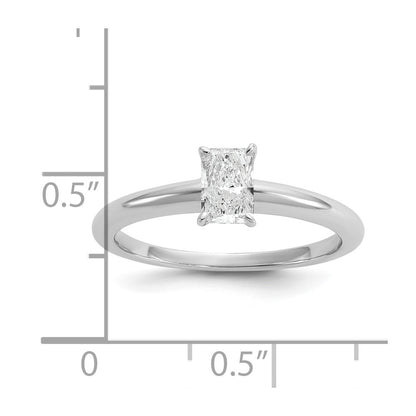 14K White Gold 1/2 carat Lab Grown Diamond VS+ F+ Radiant Solitaire Complete Engagement Ring