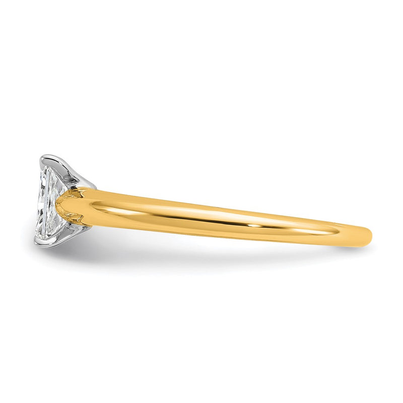 14K Two-Tone Gold Two-tone 1/2 carat Certified Lab Grown Diamond VS+ F+ Radiant Solitaire Complete Engagement Ring