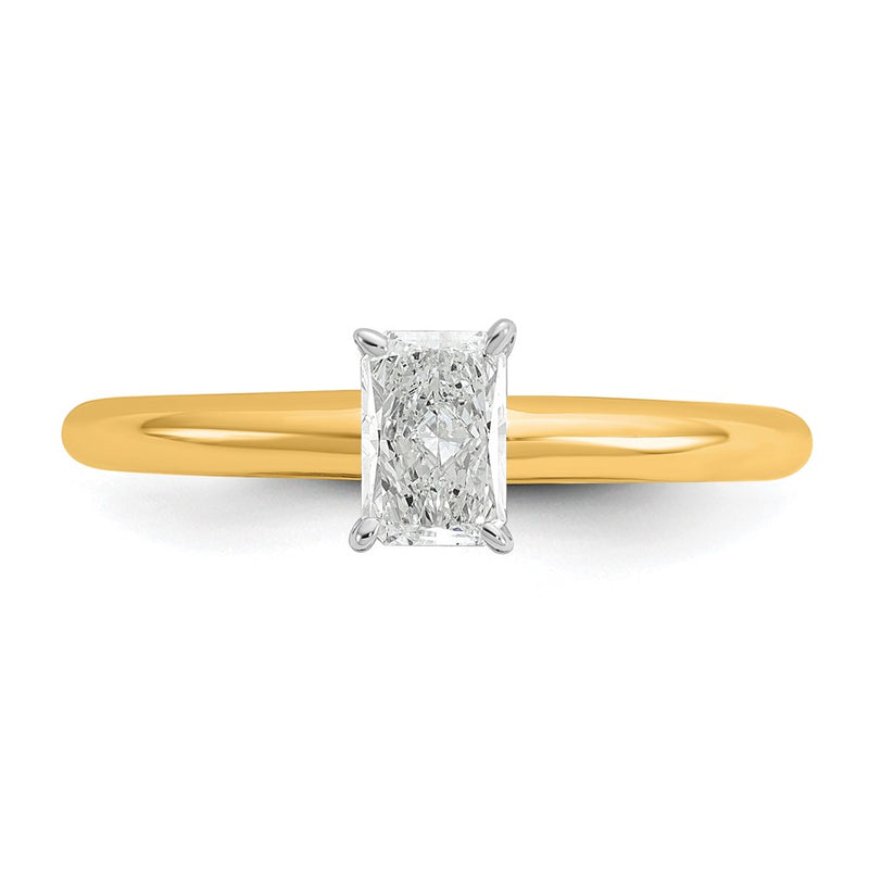 14K Two-Tone Gold Two-tone 1/2 carat Lab Grown Diamond VS+ F+ Radiant Solitaire Complete Engagement Ring