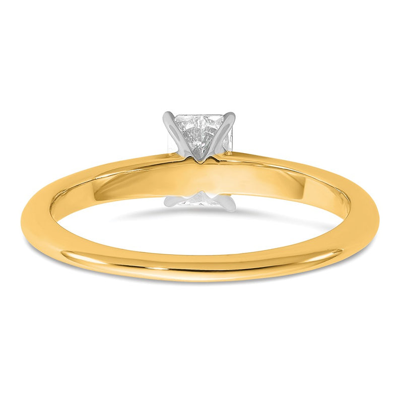 14K Two-Tone Gold Two-tone 1/2 carat Lab Grown Diamond VS+ F+ Radiant Solitaire Complete Engagement Ring