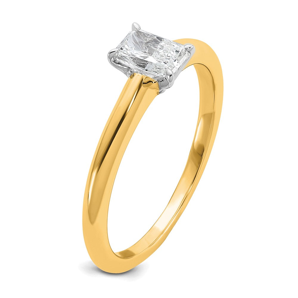 14K Two-Tone Gold Two-tone 1/2 carat Lab Grown Diamond VS+ F+ Radiant Solitaire Complete Engagement Ring