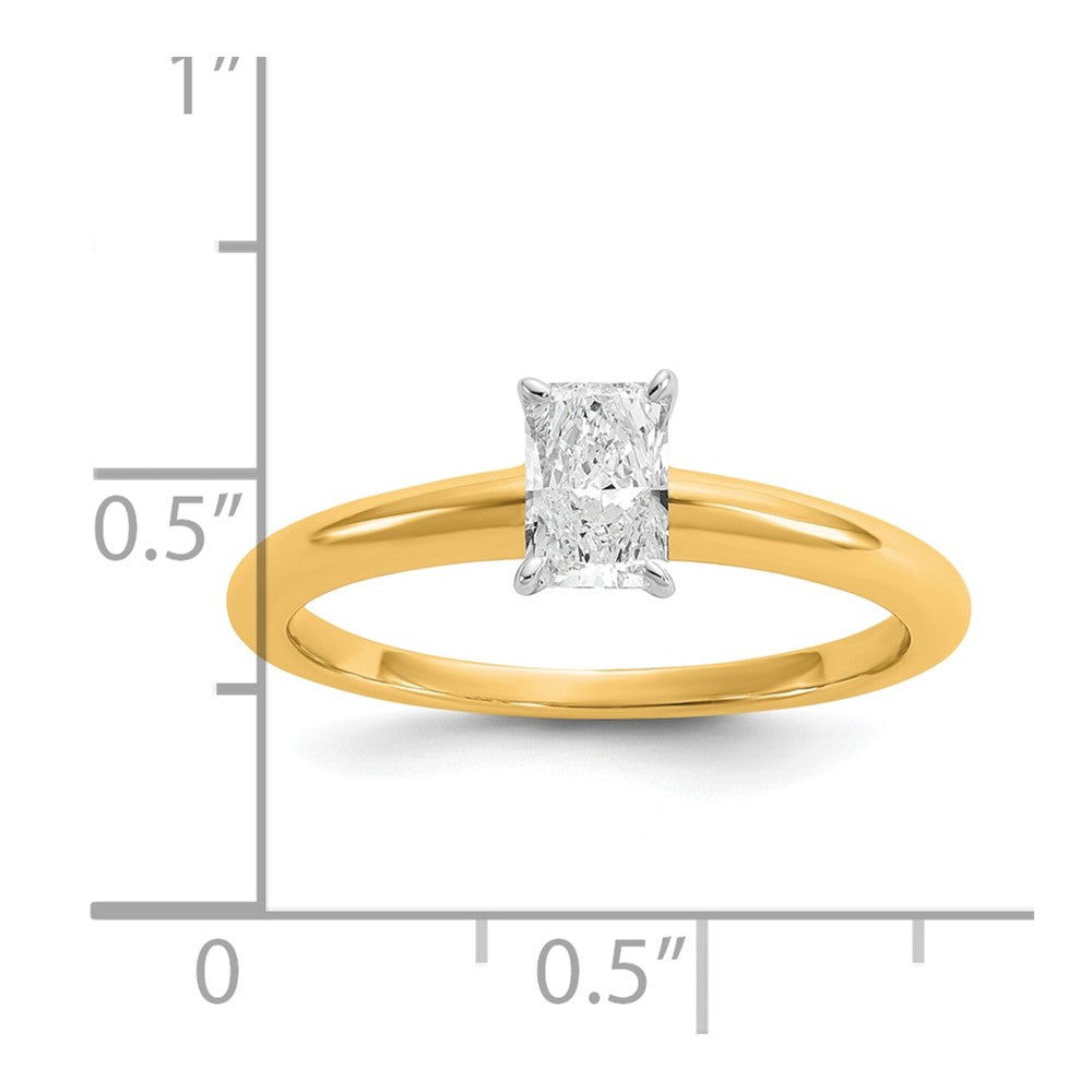 14k Two-tone 1/2 Ct. Certified Lab Grown Diamond VS/SI+ G+ Radiant Solitare Engagement Ring
