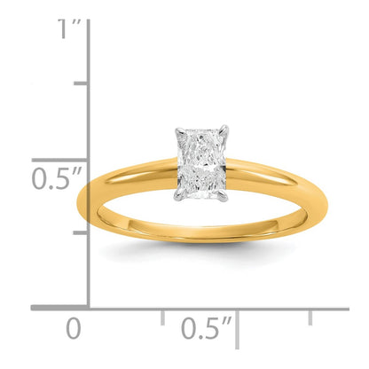14k Two-tone 1/2 Ct. Certified Lab Grown Diamond VS/SI+ G+ Radiant Solitare Engagement Ring