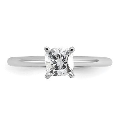 14K White Gold 3/4 carat Certified Lab Grown Diamond VS+ F+ Cushion Complete Solitaire Engagement Ring