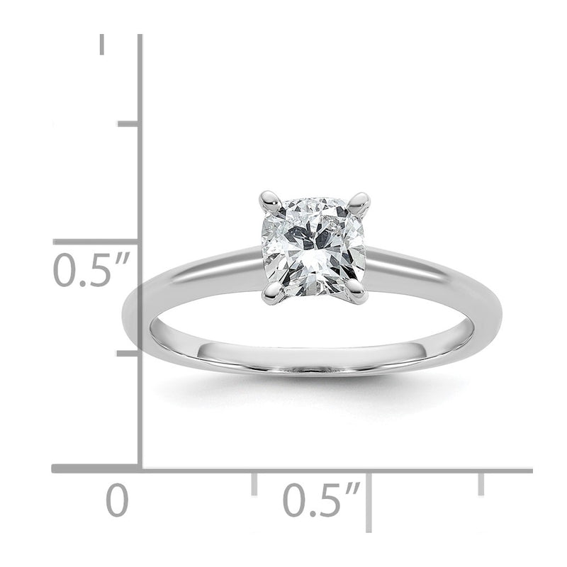 14K White Gold 3/4 carat Certified Lab Grown Diamond VS+ F+ Cushion Complete Solitaire Engagement Ring