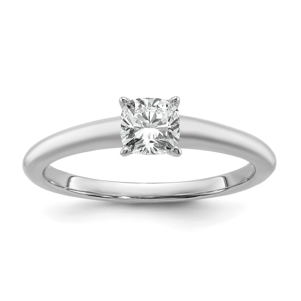 14K White Gold 3/4 carat Lab Grown Diamond VS+ F+ Cushion Complete Solitaire Engagement Ring