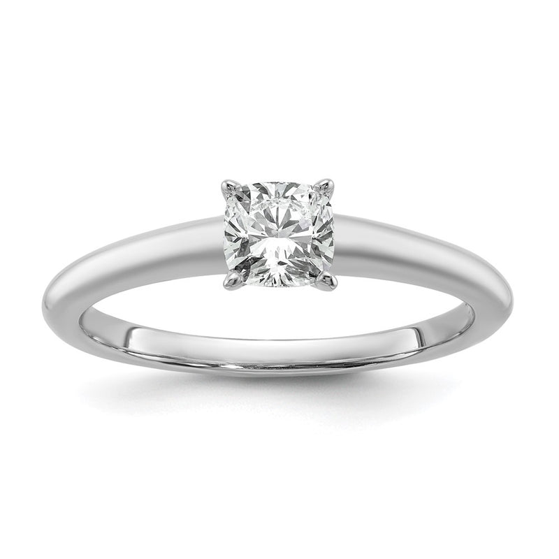 14K White Gold 3/4 carat Lab Grown Diamond VS+ F+ Cushion Complete Solitaire Engagement Ring