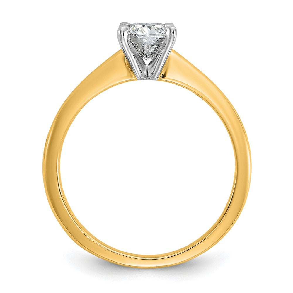 14K Two-Tone Gold Two-tone 3/4 carat Lab Grown Diamond VS+ F+ Cushion Complete Solitaire Engagement Ring