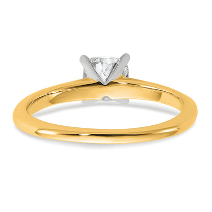 14k Two-tone 3/4 Ct. Certified Lab Grown Diamond VS/SI+ G+ Cushion Solitare Engagement Ring