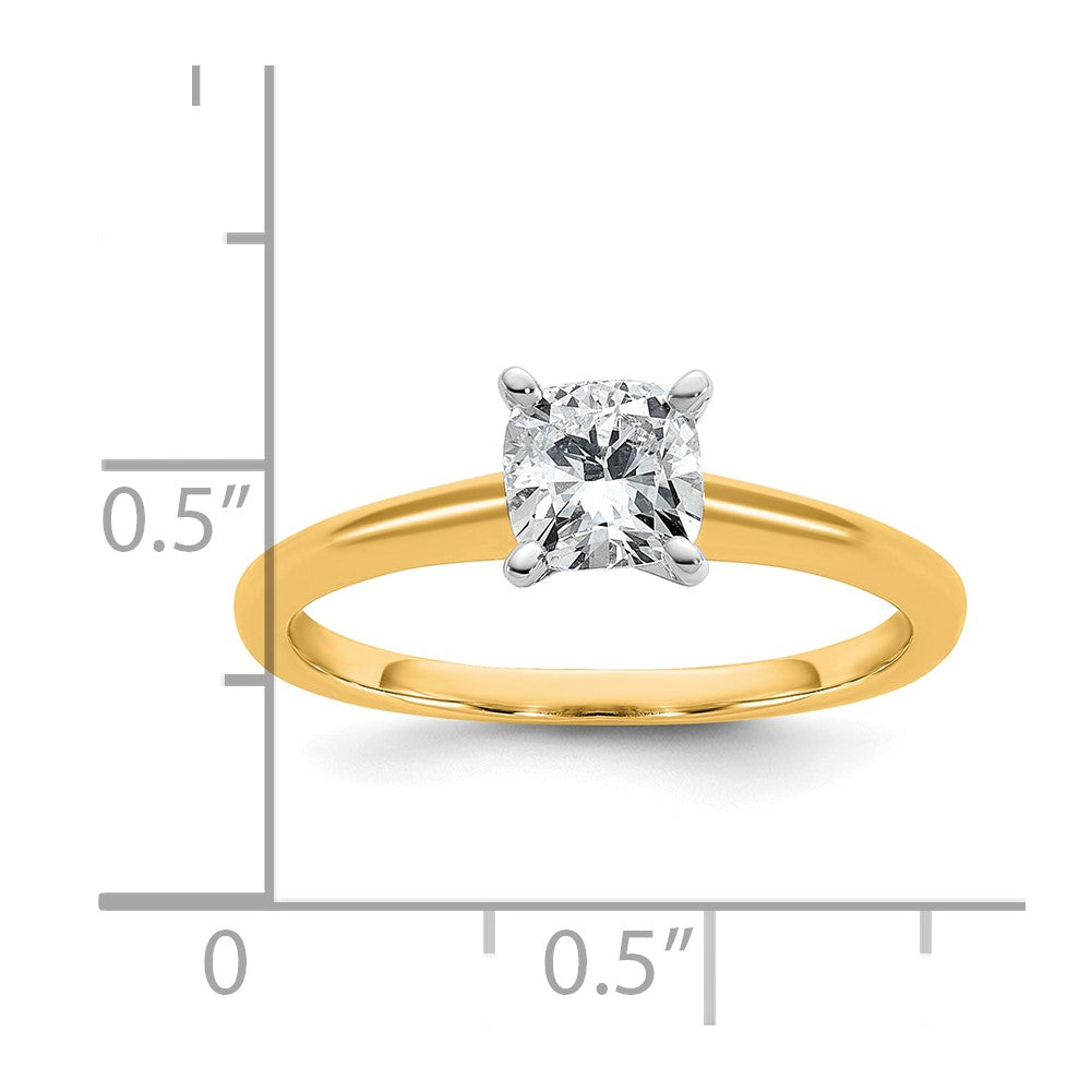14K Two-Tone Gold Two-tone 3/4 carat Lab Grown Diamond VS+ F+ Cushion Complete Solitaire Engagement Ring