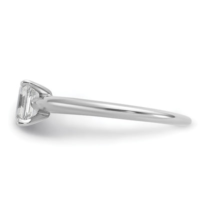 14K White Gold 3/4 carat Certified Lab Grown Diamond VS+ F+ Emerald Solitaire Complete Engagement Ring