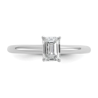 14K White Gold 3/4 carat Lab Grown Diamond VS+ F+ Emerald Solitaire Complete Engagement Ring