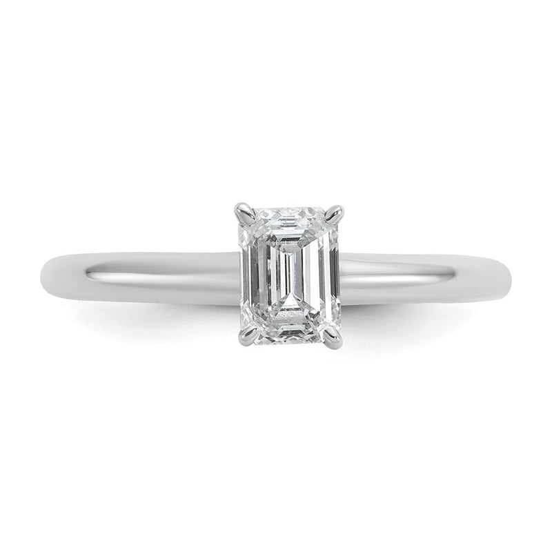 14K White Gold 3/4 carat Lab Grown Diamond VS+ F+ Emerald Solitaire Complete Engagement Ring