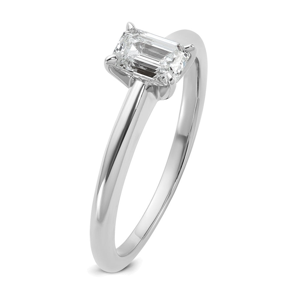 14K White Gold 3/4 carat Lab Grown Diamond VS+ F+ Emerald Solitaire Complete Engagement Ring