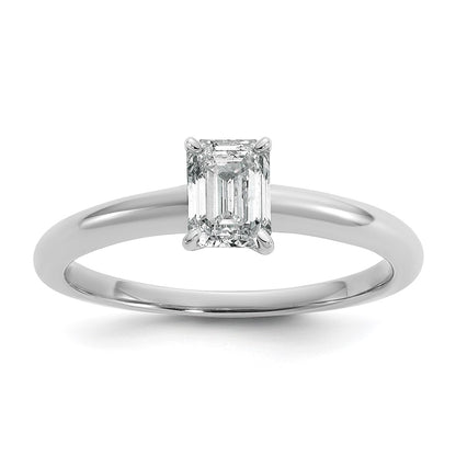 14K White Gold 3/4 carat Certified Lab Grown Diamond VS+ F+ Emerald Solitaire Complete Engagement Ring