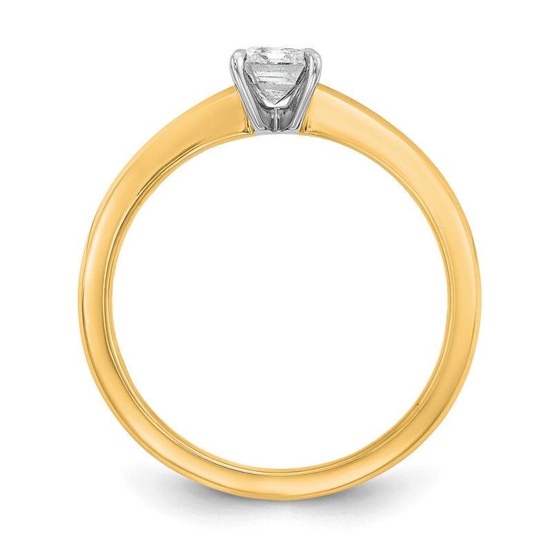 14K Two-Tone Gold Two-tone 3/4 carat Certified Lab Grown Diamond VS+ F+ Emerald Solitaire Complete Engagement Ring