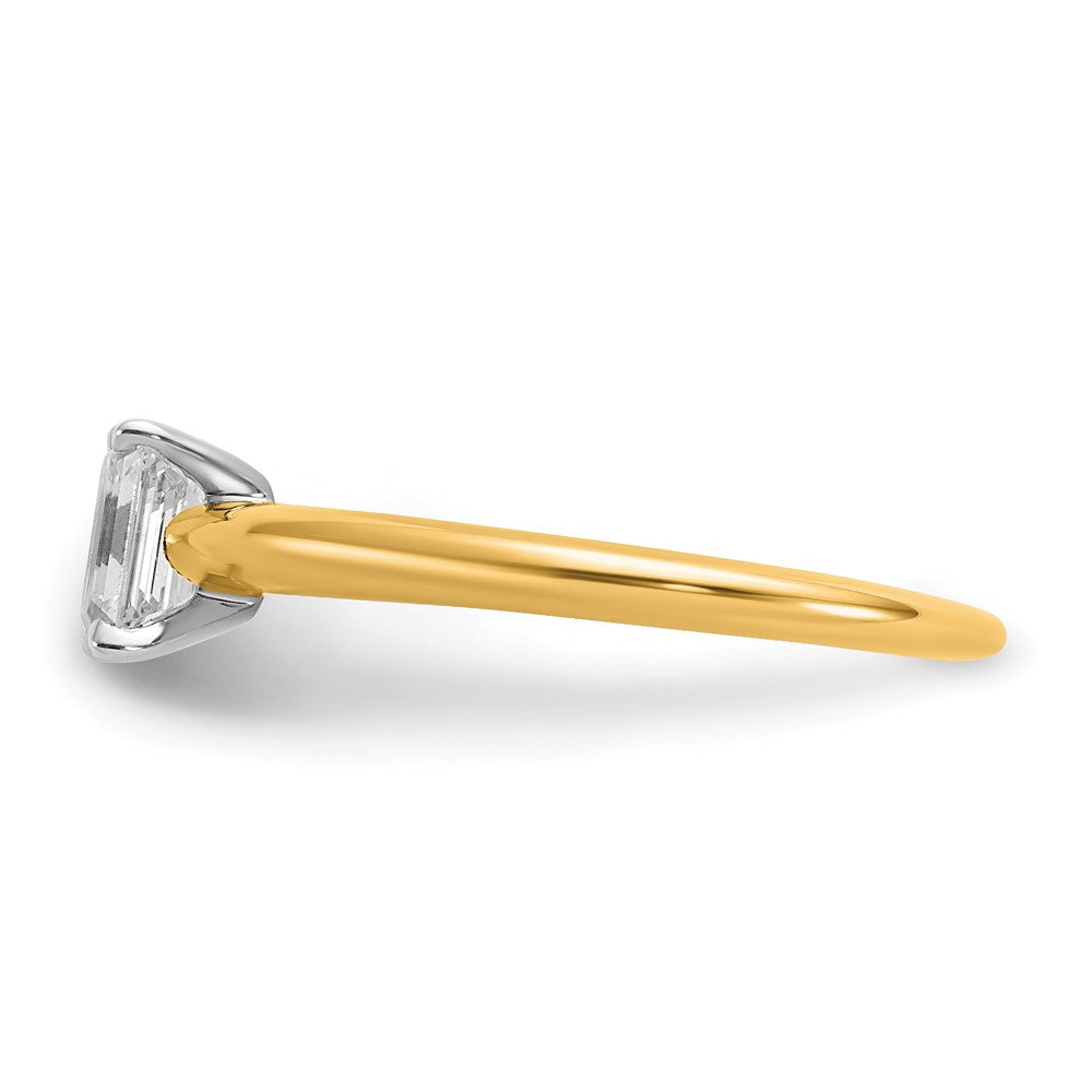14K Two-Tone Gold Two-tone 3/4 carat Lab Grown Diamond VS+ F+ Emerald Solitaire Complete Engagement Ring