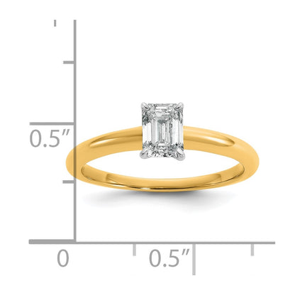 14k Two-tone 3/4 Ct. Certified Lab Grown Diamond VS/SI+ G+ Emerald Solitare Engagement Ring