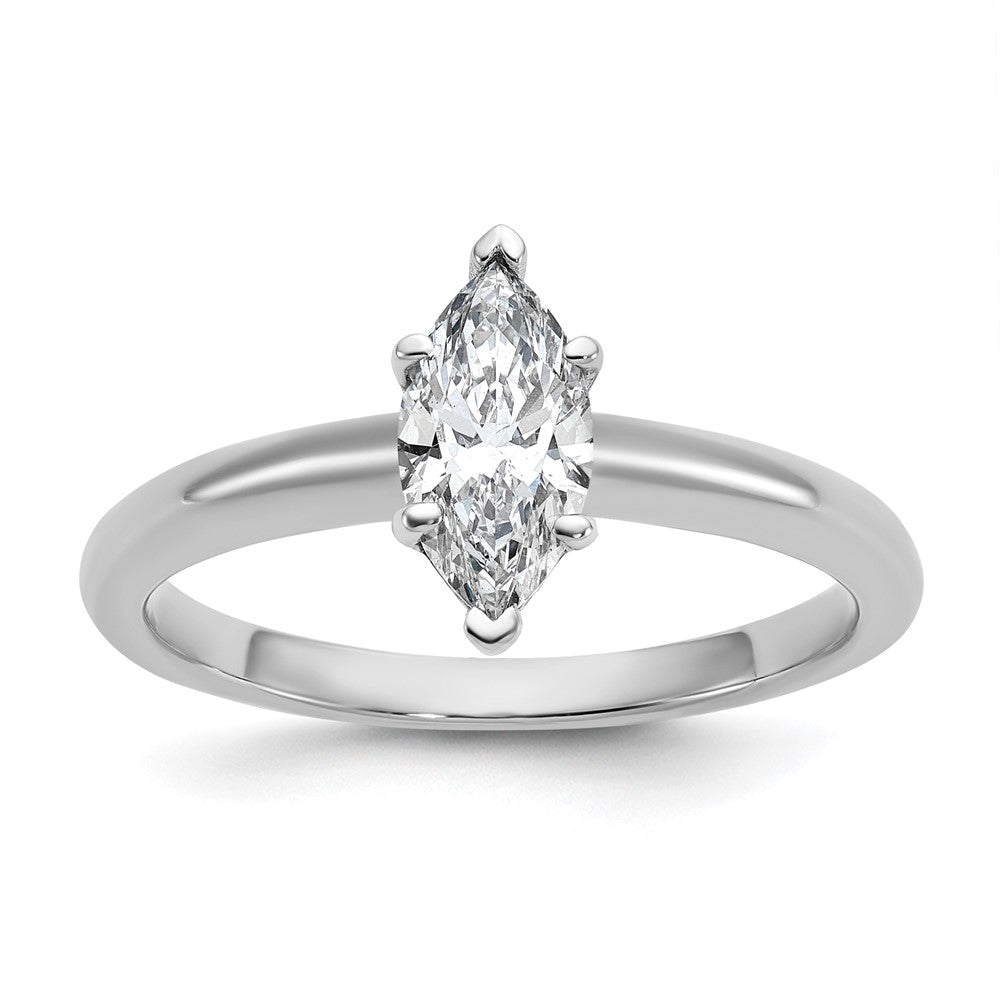 14K White Gold 3/4 carat Lab Grown Diamond VS+ F+ Marquise Solitaire Complete Engagement Ring