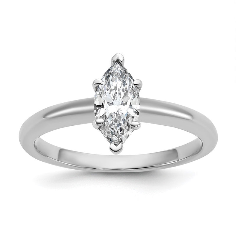 14K White Gold 3/4 carat Lab Grown Diamond VS+ F+ Marquise Solitaire Complete Engagement Ring