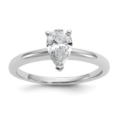 14K White Gold 3/4 carat Lab Grown Diamond VS+ F+ Pear Solitaire Complete Engagement Ring