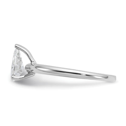 14K White Gold 3/4 carat Lab Grown Diamond VS+ F+ Pear Solitaire Complete Engagement Ring