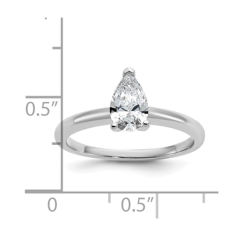 14K White Gold 3/4 carat Lab Grown Diamond VS+ F+ Pear Solitaire Complete Engagement Ring