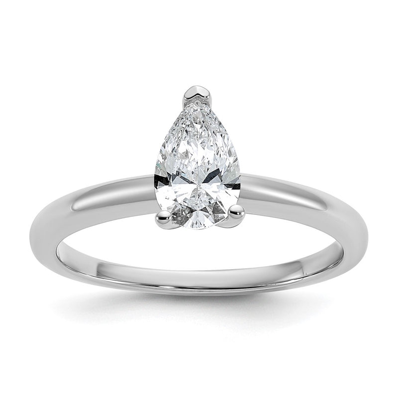 14K White Gold 3/4 carat Certified Lab Grown Diamond VS+ F+ Pear Solitaire Complete Engagement Ring