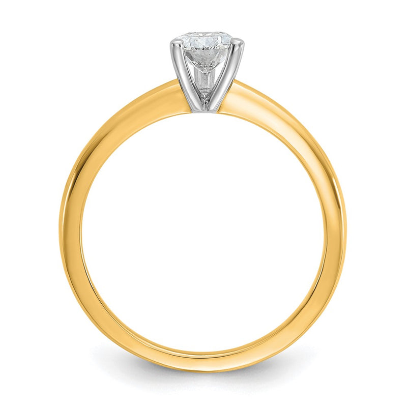 14K Two-Tone Gold Two-tone 3/4 carat Certified Lab Grown Diamond VS+ F+ Pear Solitaire Complete Engagement Ring