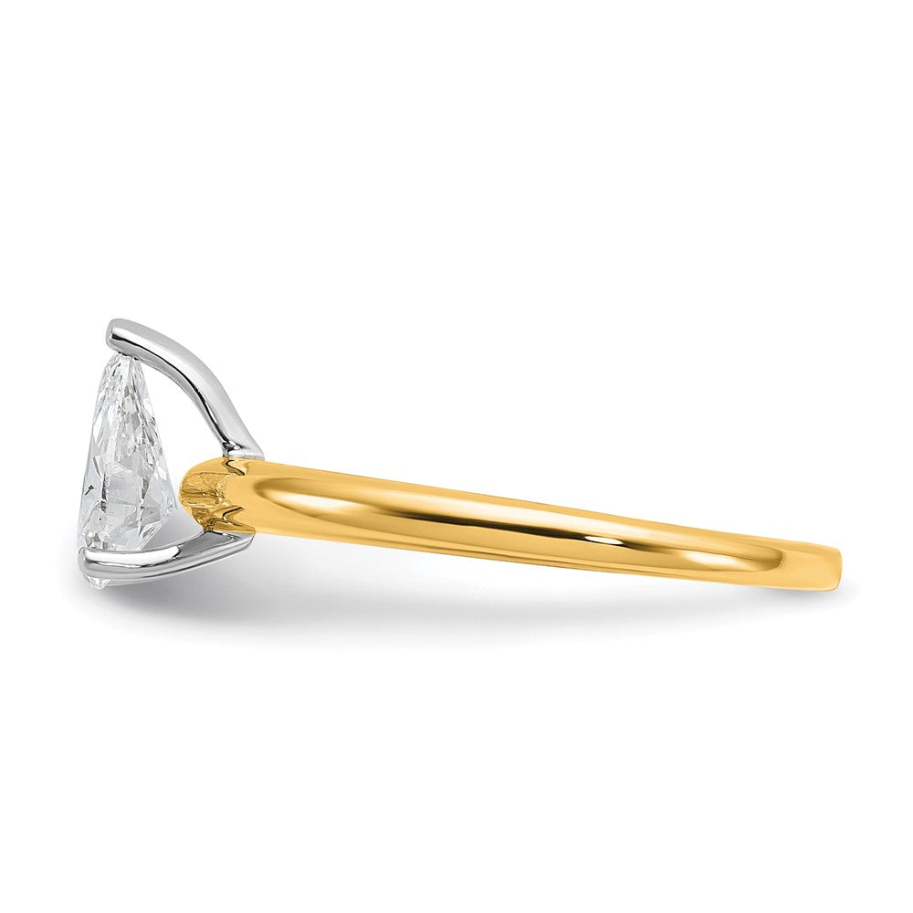 14K Two-Tone Gold Two-tone 3/4 carat Lab Grown Diamond VS+ F+ Pear Solitaire Complete Engagement Ring