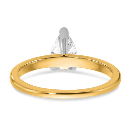 14K Two-Tone Gold Two-tone 3/4 carat Certified Lab Grown Diamond VS+ F+ Pear Solitaire Complete Engagement Ring