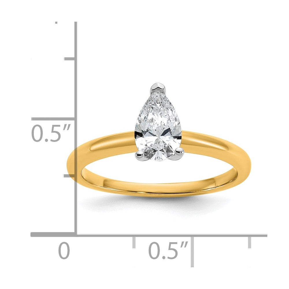 14K Two-Tone Gold Two-tone 3/4 carat Lab Grown Diamond VS+ F+ Pear Solitaire Complete Engagement Ring