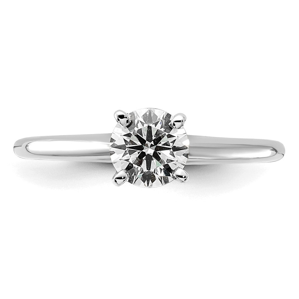 14K White Gold 3/4 carat Lab Grown Diamond VS+ F+ Round Complete Solitaire Engagement Ring