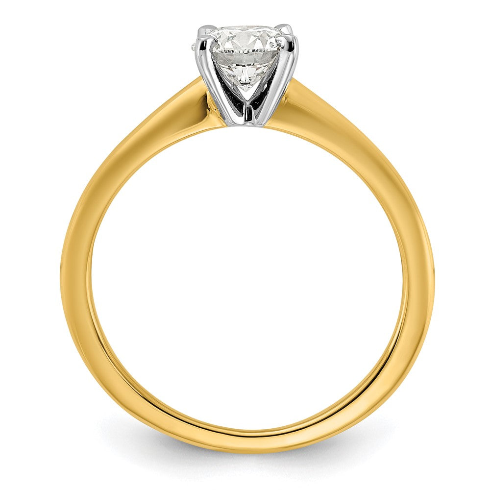14K Two-Tone Gold 3/4 carat Lab Grown Diamond VS+ F+ Round Complete Solitaire Engagement Ring