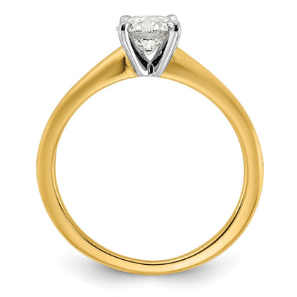 14K Two-Tone Gold 3/4 carat Lab Grown Diamond VS+ F+ Round Complete Solitaire Engagement Ring