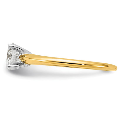 14K Two-Tone Gold 3/4 carat Lab Grown Diamond VS+ F+ Round Complete Solitaire Engagement Ring