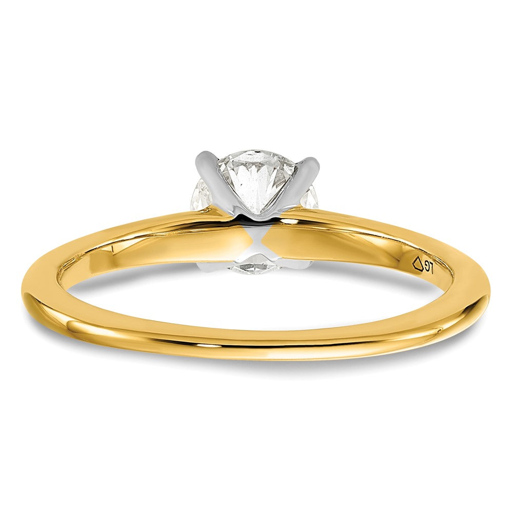 14K Two-Tone Gold 3/4 carat Certified Lab Grown Diamond VS+ F+ Round Complete Solitaire Engagement Ring