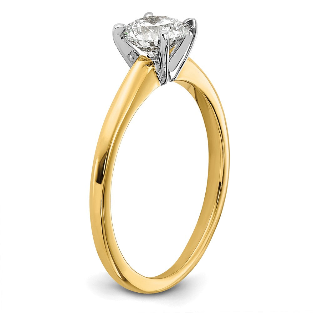 14K Two-Tone Gold 3/4 carat Lab Grown Diamond VS+ F+ Round Complete Solitaire Engagement Ring