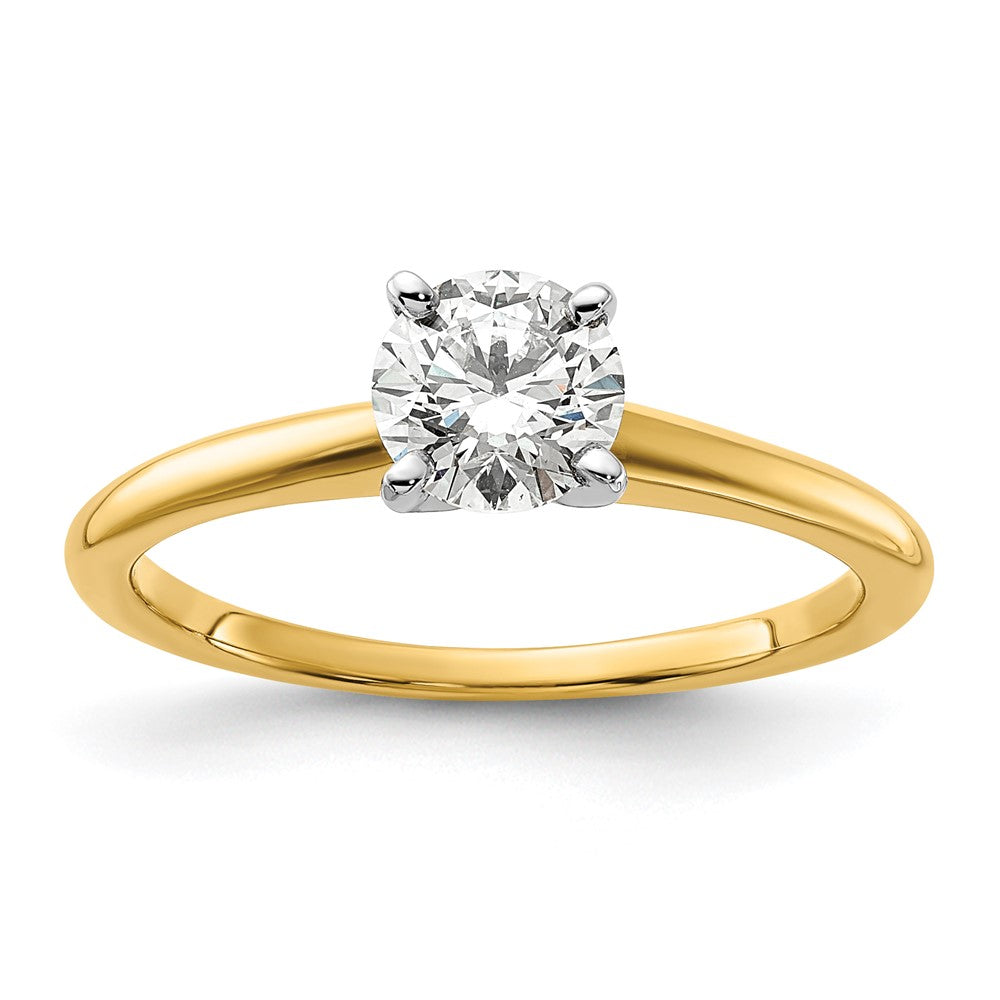 14K Two-Tone Gold 3/4 carat Lab Grown Diamond VS+ F+ Round Complete Solitaire Engagement Ring