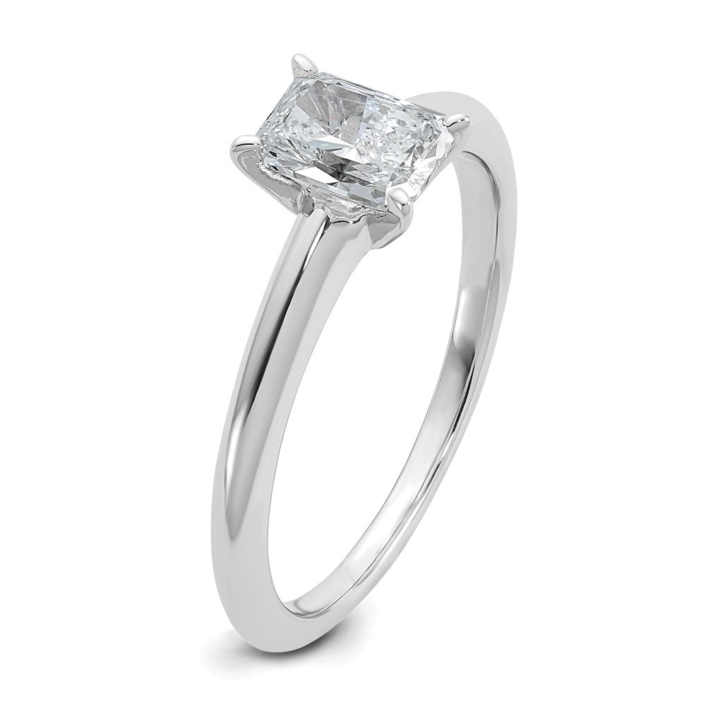 14K White Gold 3/4 carat Certified Lab Grown Diamond VS+ F+ Radiant Solitaire Complete Engagement Ring
