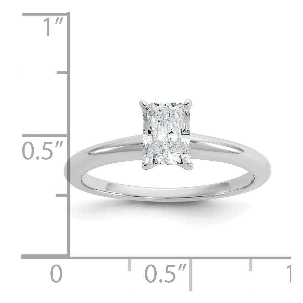 14K White Gold 3/4 carat Lab Grown Diamond VS+ F+ Radiant Solitaire Complete Engagement Ring