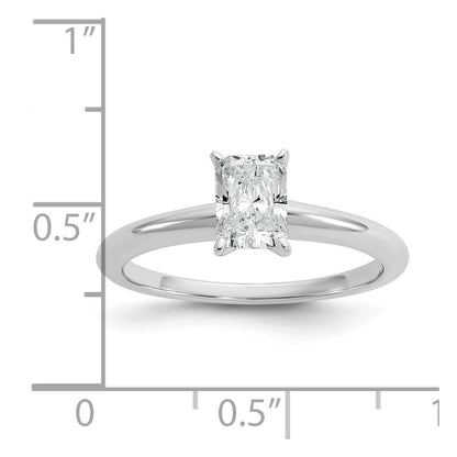 14K White Gold 3/4 carat Lab Grown Diamond VS+ F+ Radiant Solitaire Complete Engagement Ring