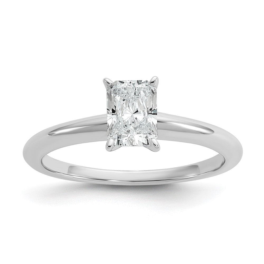 14K White Gold 3/4 carat Lab Grown Diamond VS+ F+ Radiant Solitaire Complete Engagement Ring